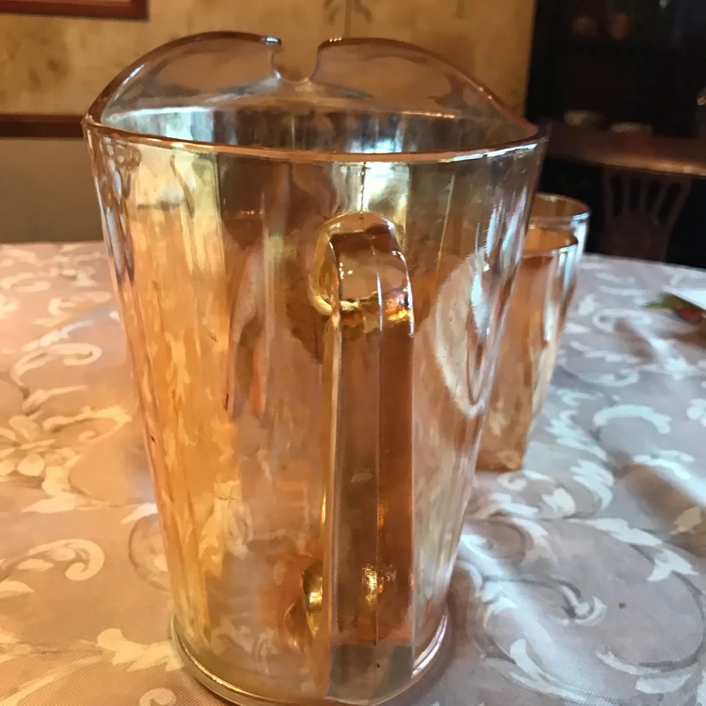 VINTAGE CARNIVAL GLASS IRIDESCENT PITCHER - Picture 11 of 14